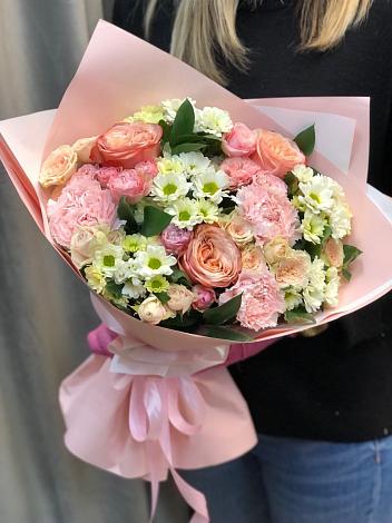 Букет цветов из: Гвоздики, Розы и Хризантемы в Воркуте