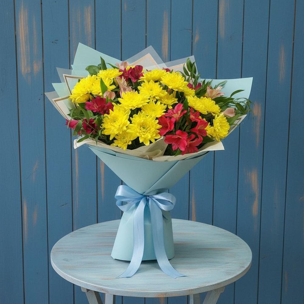 Букет цветов из: Альстромерии и Хризантемы в Воркуте