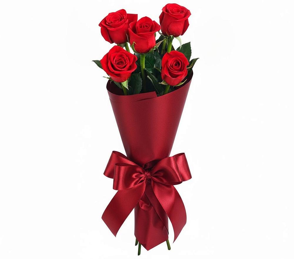 Букет 5 Красных роз Эдлесс Лав в Воркуте