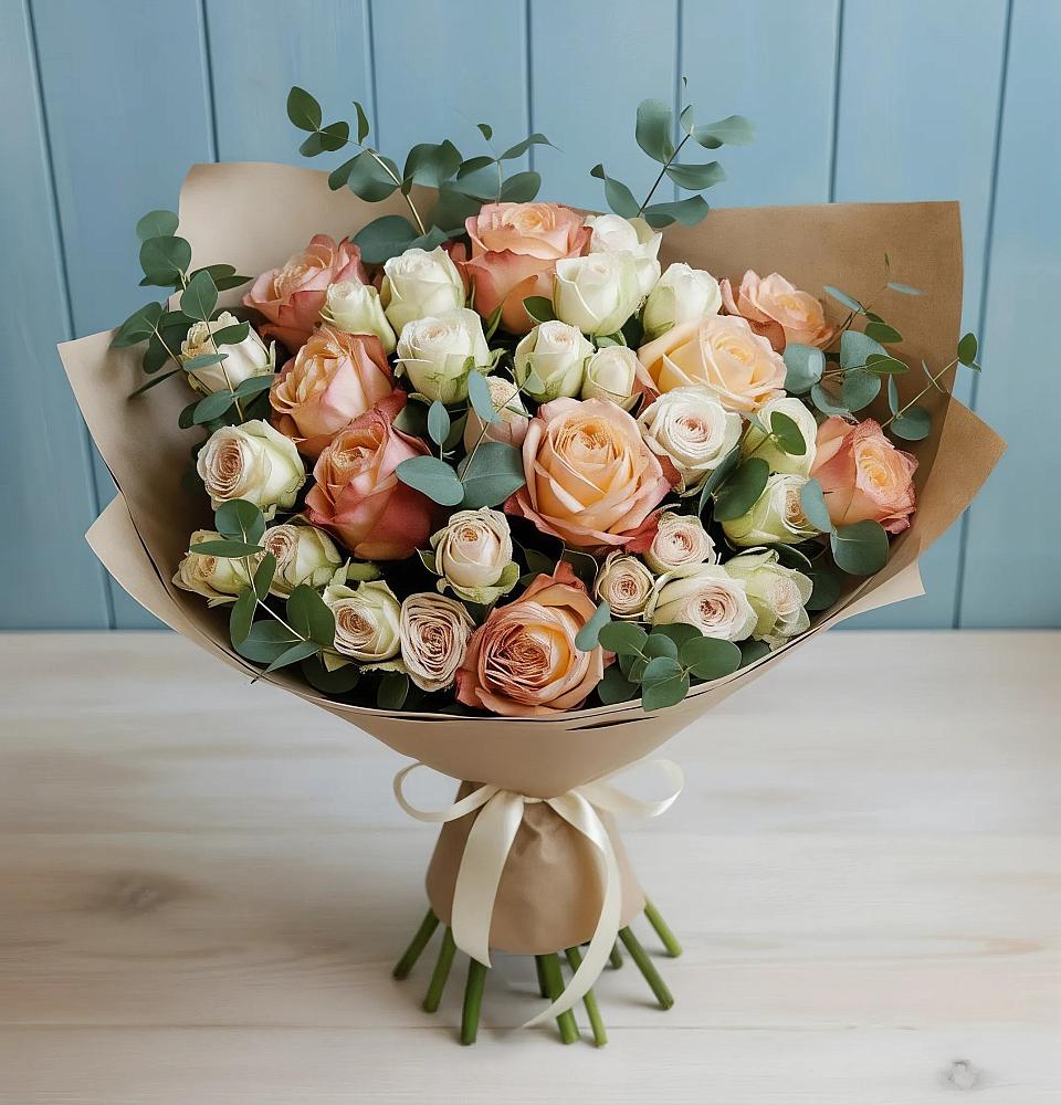 Букет цветов из: Альстромерии и Розы в Воркуте