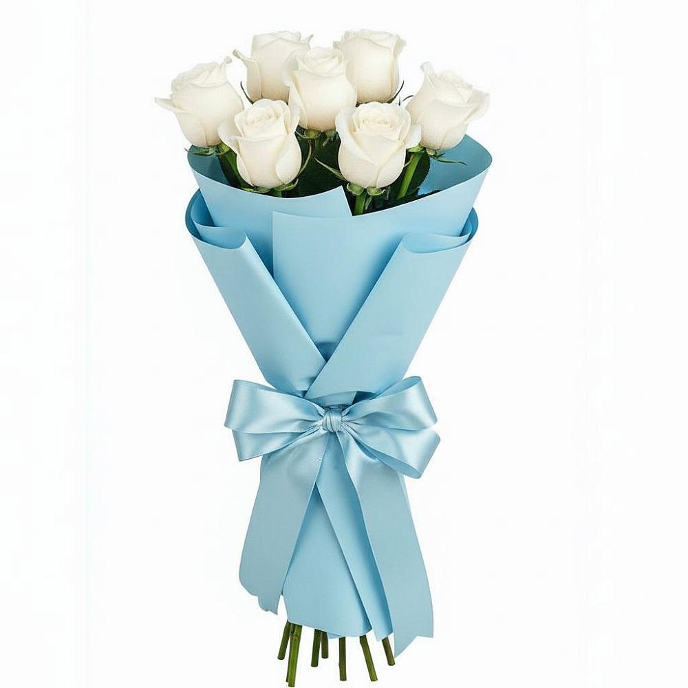 Букет 7 белых роз Проуд в Воркуте