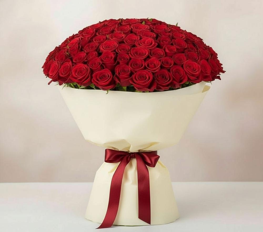 Букет 101 Красная роза Милано в Воркуте