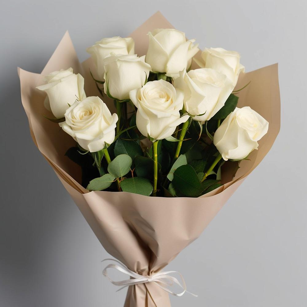 Букет 9 Белых роз Эдлесс Лав в Воркуте