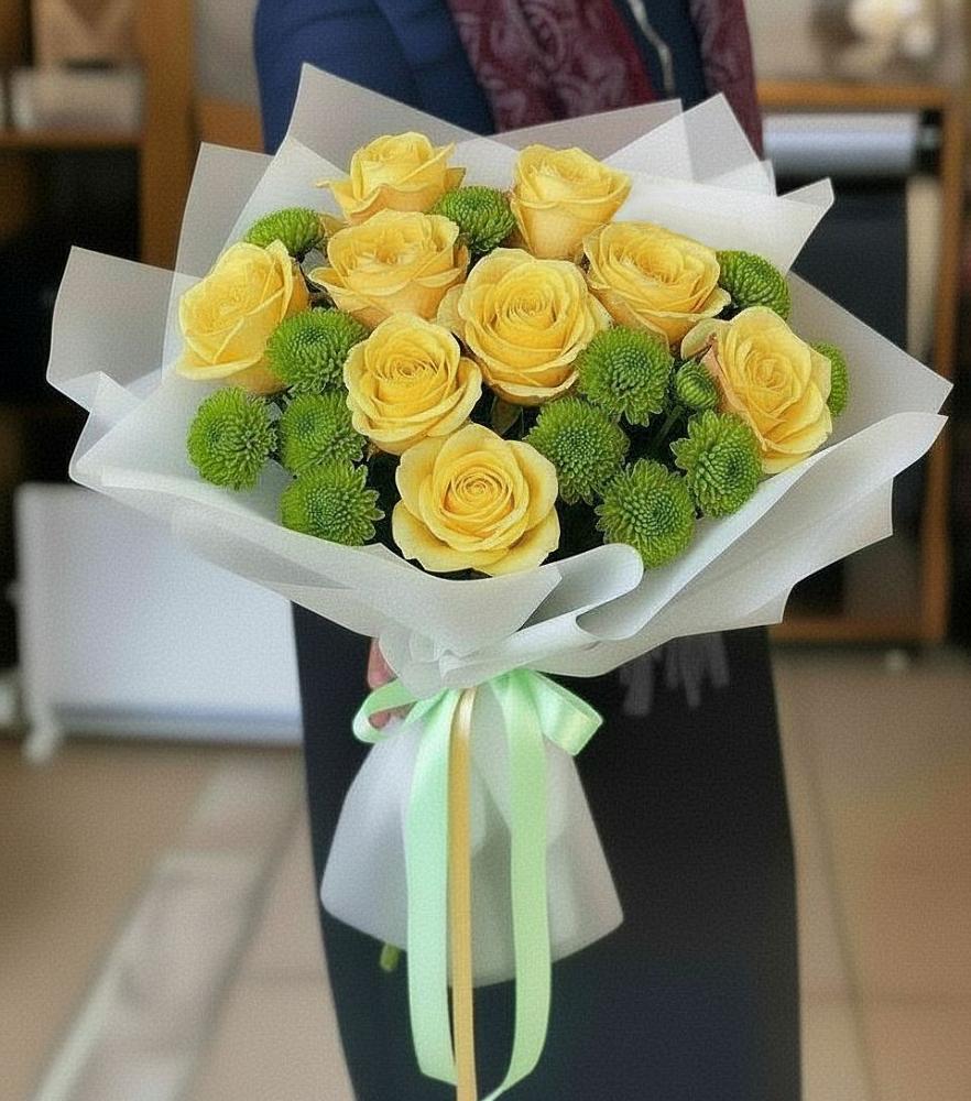 Букет цветов из: Хризантемы и Розы в Воркуте