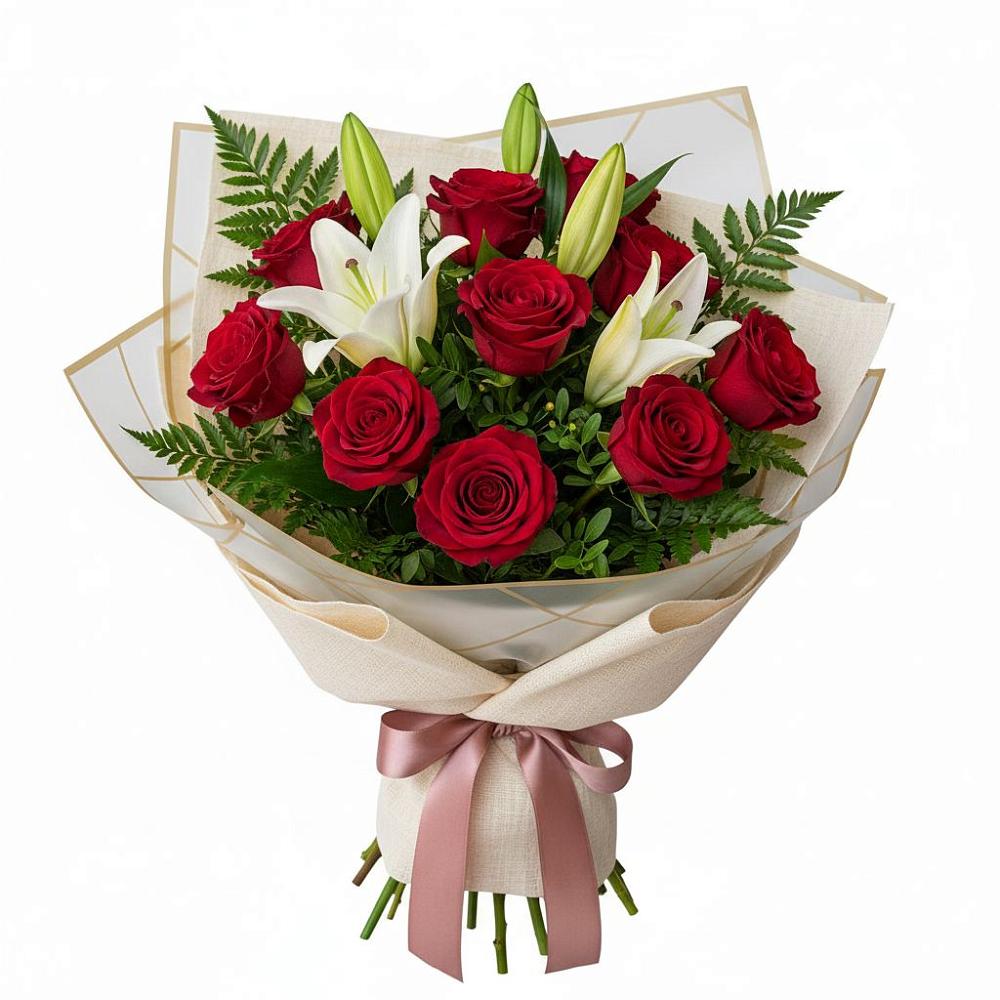 Букет цветов из: Лилии и Розы в Воркуте