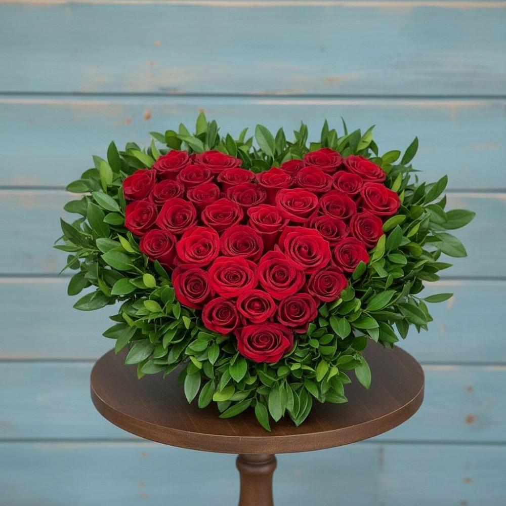 Цветочная композиция из Розы в виде сердца в Воркуте