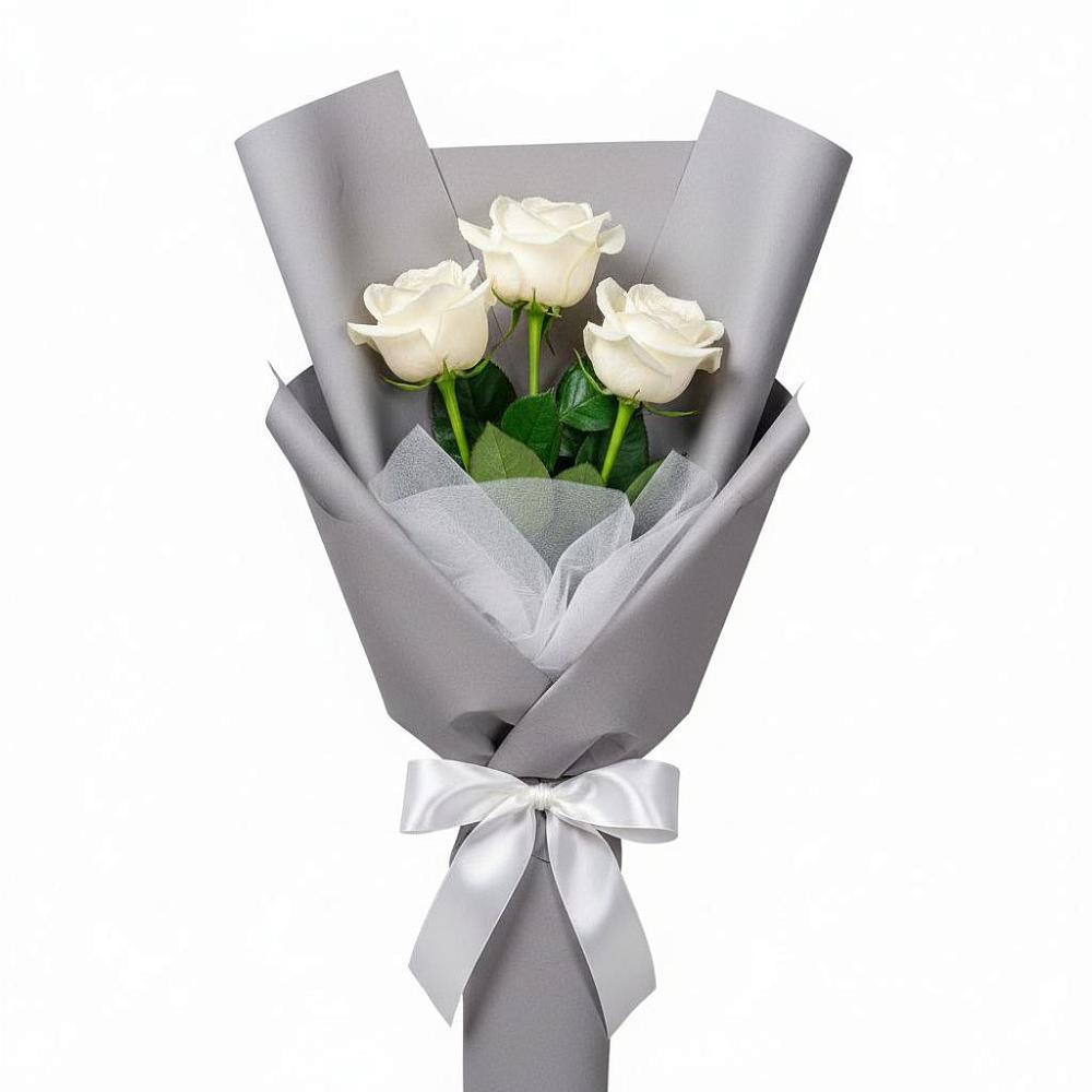 Букет 3 белые розы в Воркуте