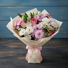 Букет цветов из:  Хризантемы, Альстромерии и Розы в Воркуте