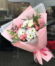 Букет цветов из:  Розы, Лизиантусы и Хризантемы в Воркуте