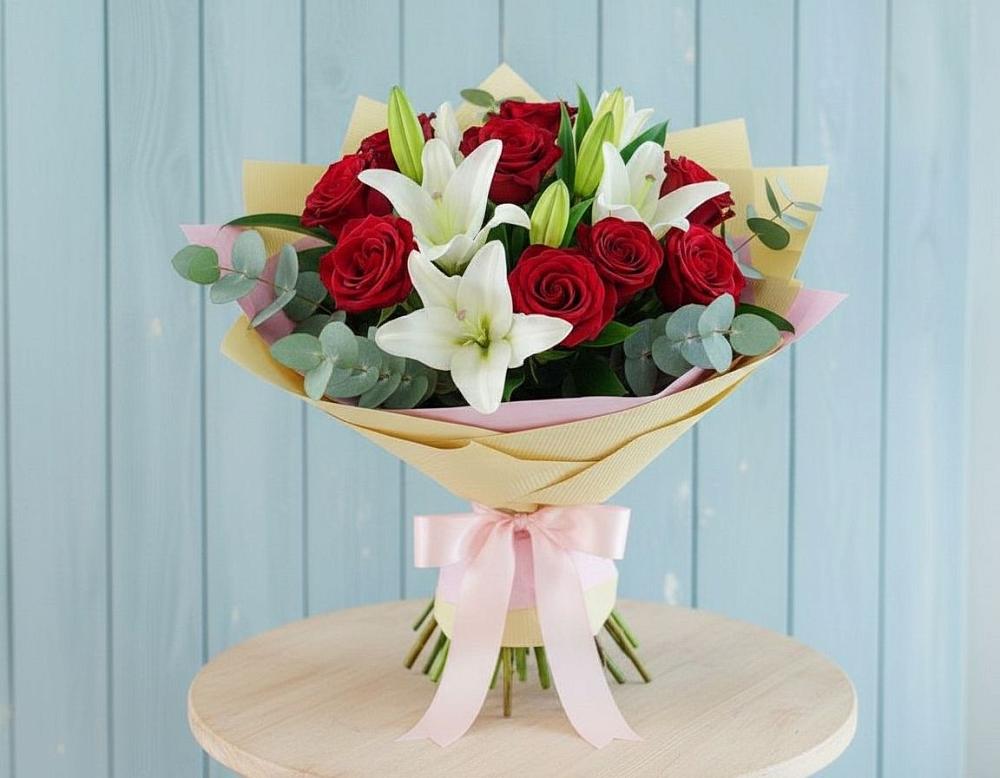 Букет цветов из: Лилии и Розы в Воркуте